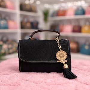 Black Suede Leather Mini Crossbody Bag women’s crossbody bag